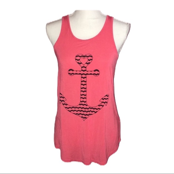 Boutique Tops - Coral Nautical Anchor Tank Top | M | NWOT